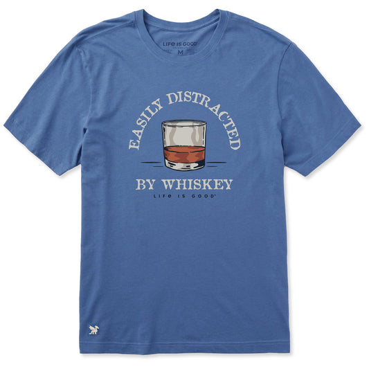 Life is Good Men's Easily Distracted by Whiskey Crusher-Lite Tee