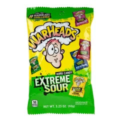 WARHEADS EXTREME SOUR HARD CANDY 3.25 OZ PEG BAG