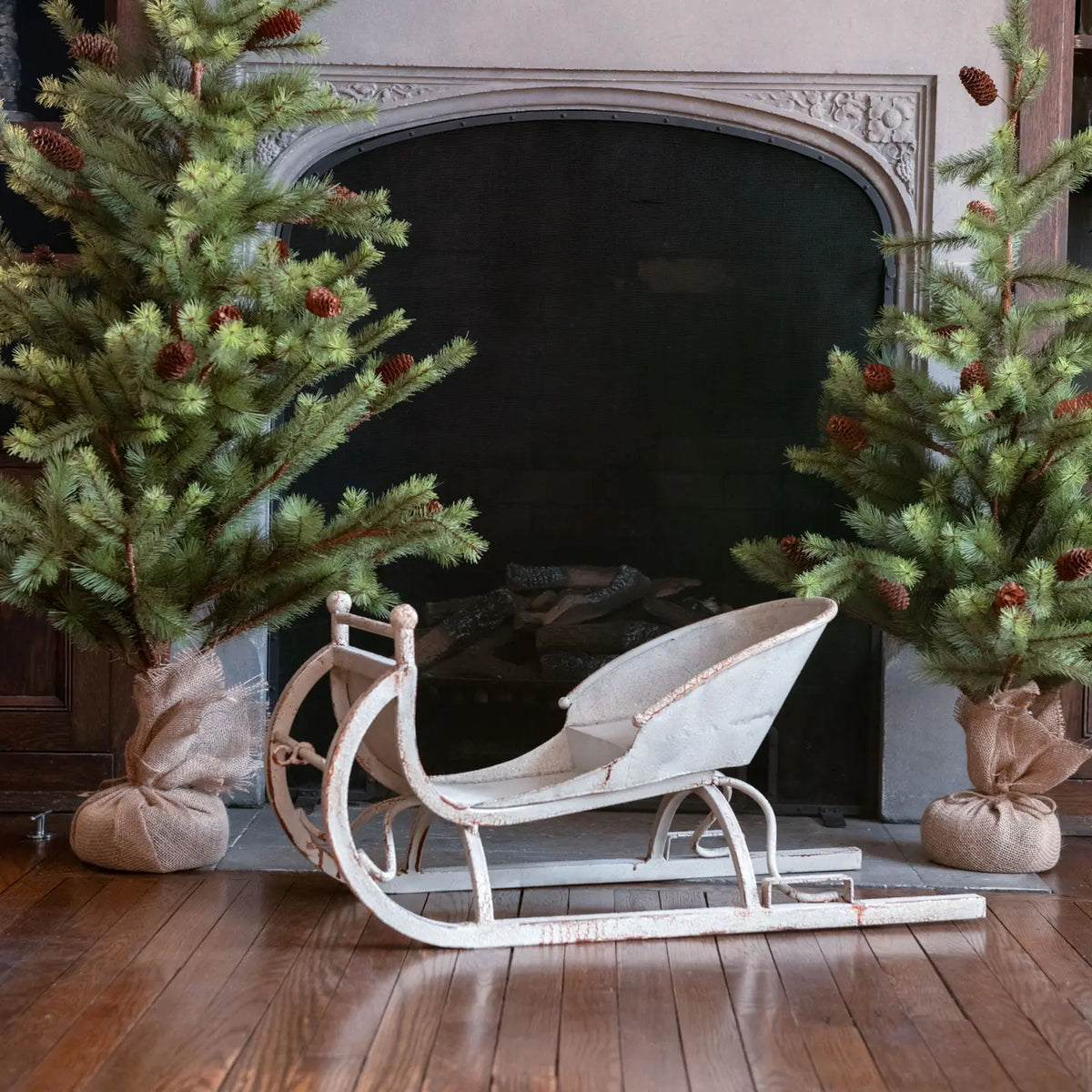 33.5" Distressed Metal Sleigh