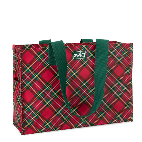 Swig- Christmas Plaid Reusable Gift Bag Large (Copy)