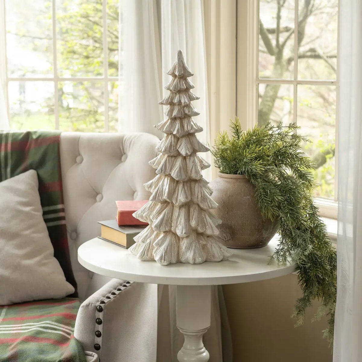 2" Glittered Cream Tree