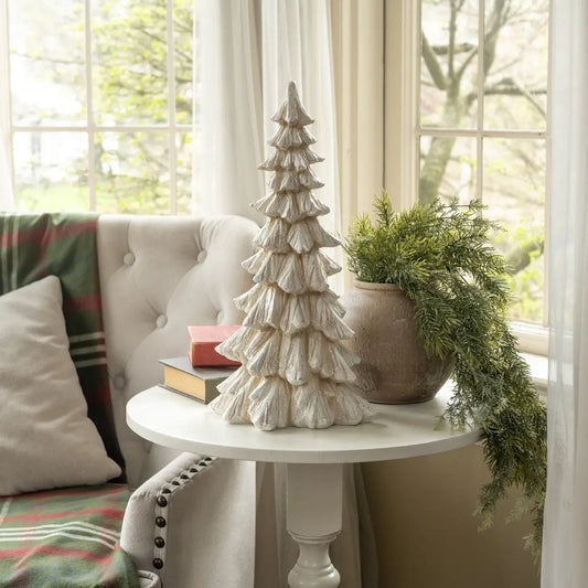 2" Glittered Cream Tree
