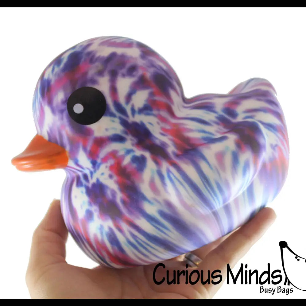 1 Jumbo Tie Dye Rubber Ducks - Rubber Duckies - Cute Novelty