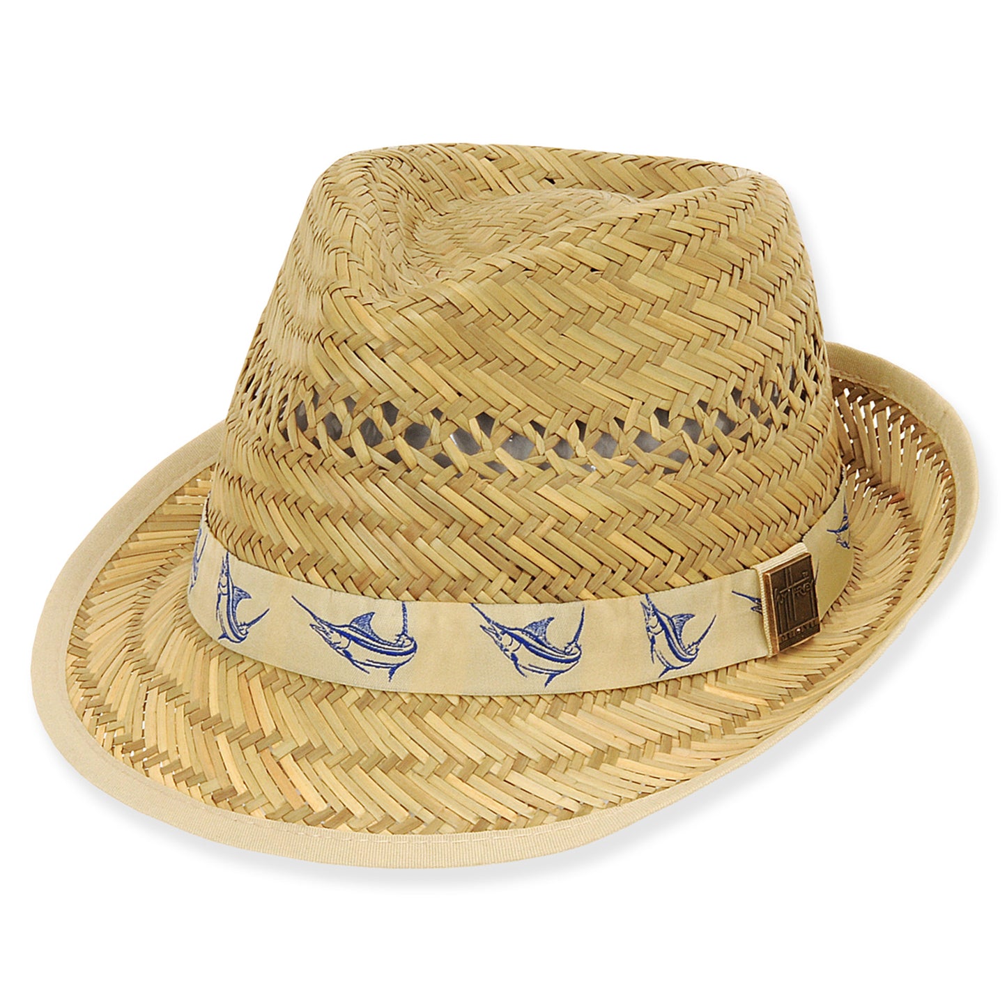 Sun 'N' Sand - Tan, Rush Straw Fedora, Brim 3.5"