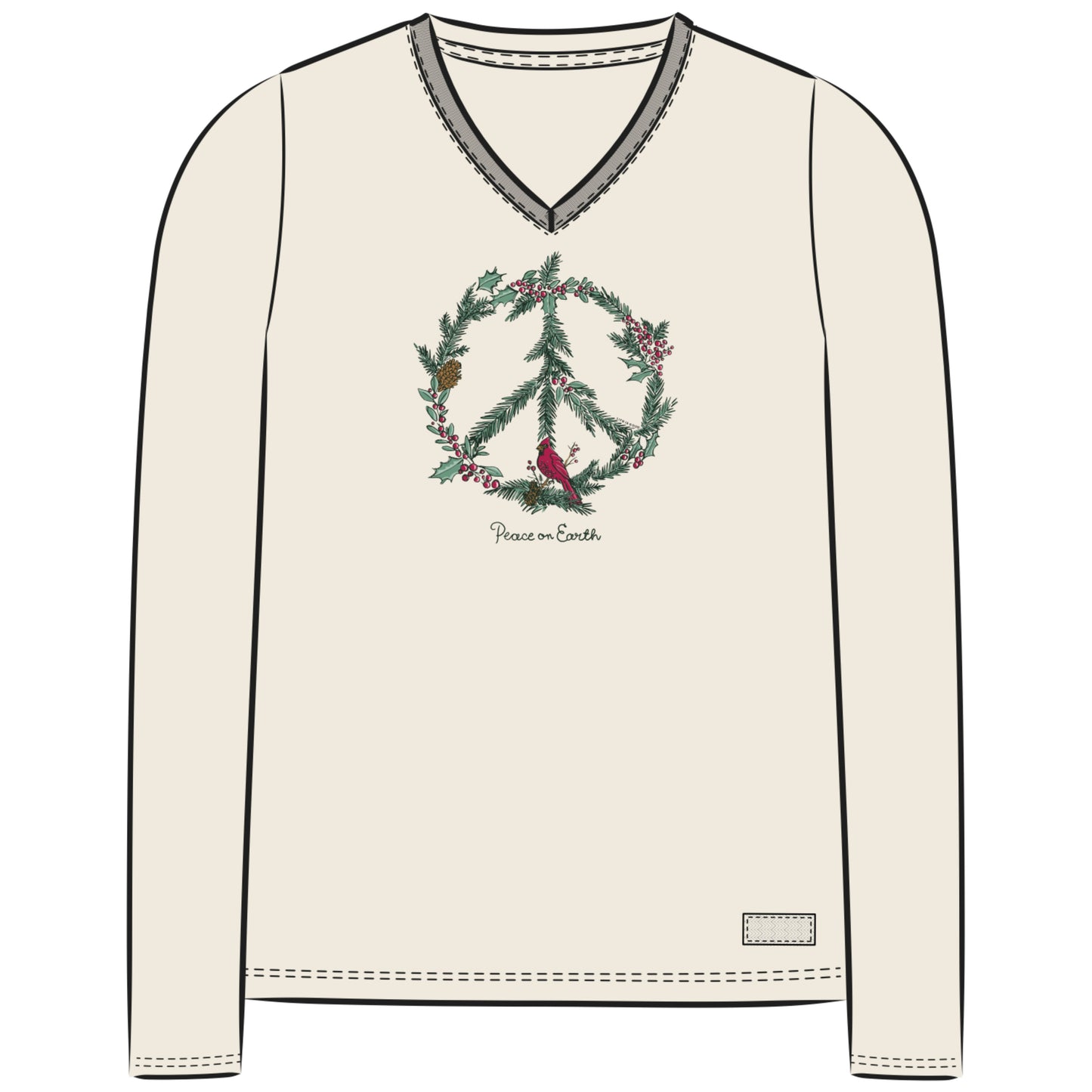 Women's Winter Pines Peace on Earth Long Sleeve Crusher-LITE Vee