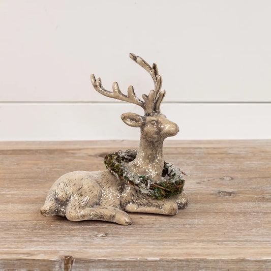 Resting Deer with Wreath