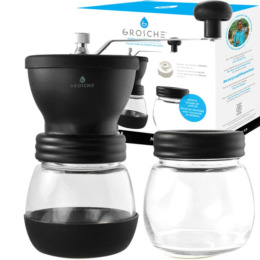 GROSCHE BREMEN Manual Coffee Grinder, Ceramic Conical Burr