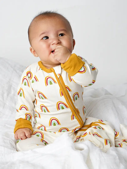Rainbow Neutral Bamboo Pajamas Baby Pajamas Footie Pajamas