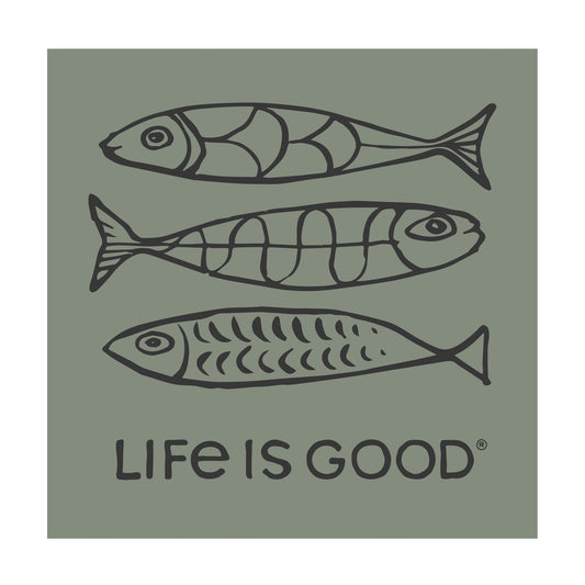 Life is Good Three Magic Fish Magnet 4-Inch Moss Green