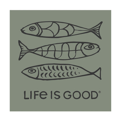 Life is Good Three Magic Fish Magnet 4-Inch Moss Green