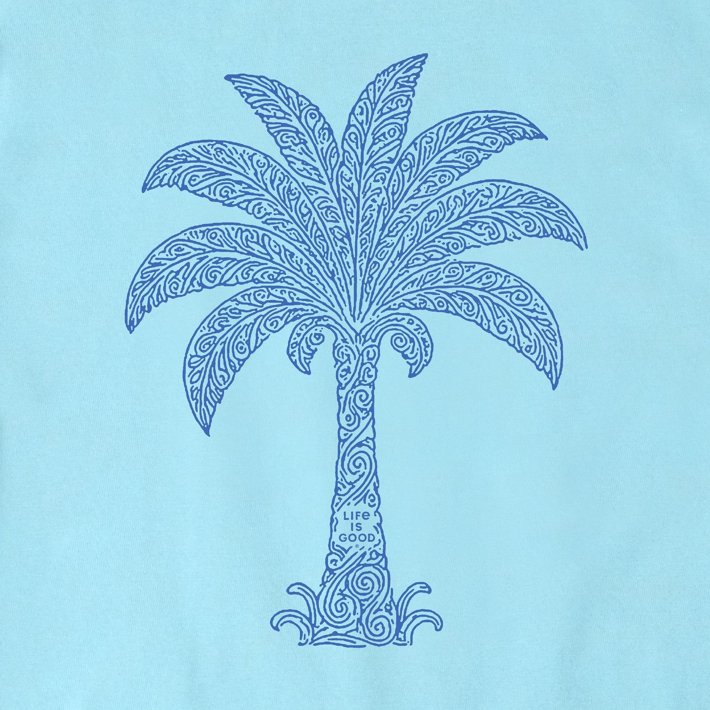 Life is Good Men's Patterned Palm Crusher Tee Aqua Blue