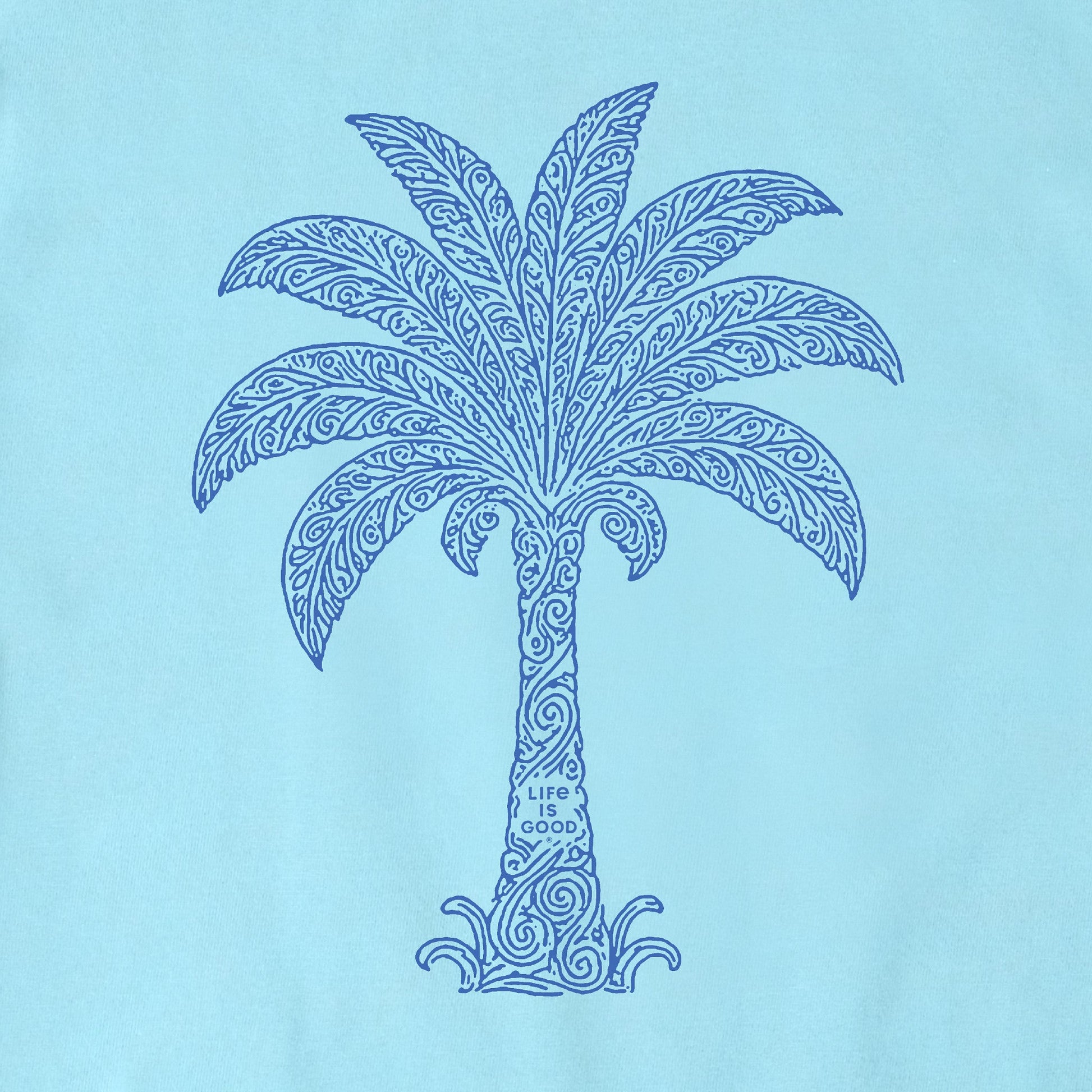Life is Good Men's Patterned Palm Crusher Tee Aqua Blue