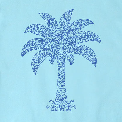 Life is Good Men's Patterned Palm Crusher Tee Aqua Blue