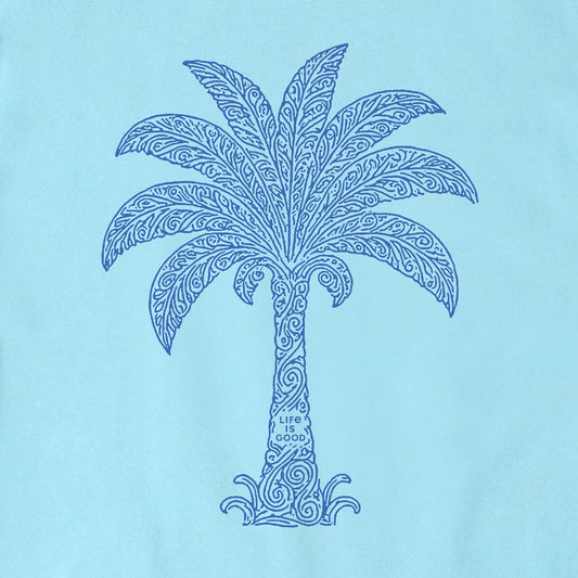 Life is Good Men's Patterned Palm Crusher Tee Aqua Blue