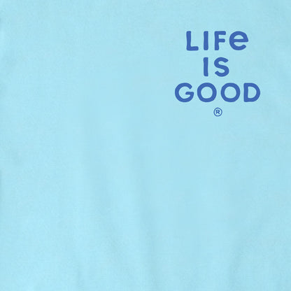 Life is Good Men's Patterned Palm Crusher Tee Aqua Blue