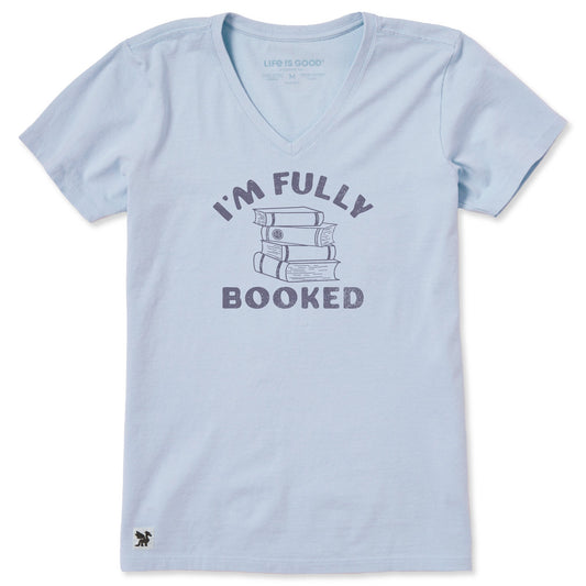 Life is Good I'm Fully Booked Women's Crusher Vee T-Shirt