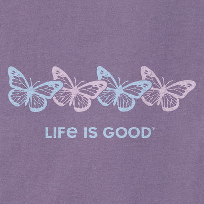 Life is Good Rally Butterflies V-Neck T-Shirt Crusher-LITE Dusk Purple