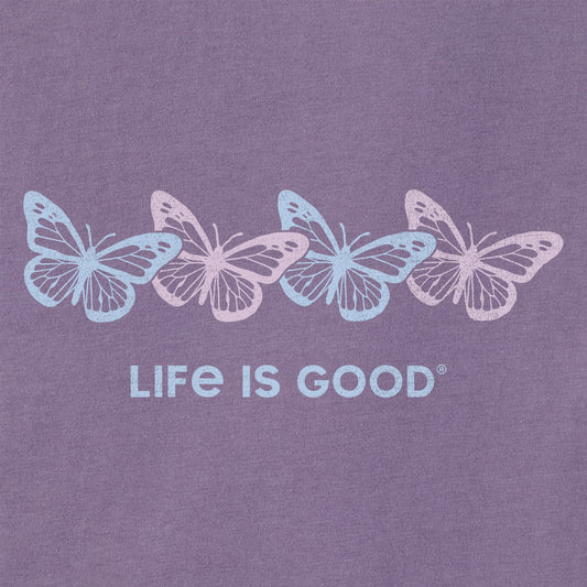 Life is Good Rally Butterflies V-Neck T-Shirt Crusher-LITE Dusk Purple