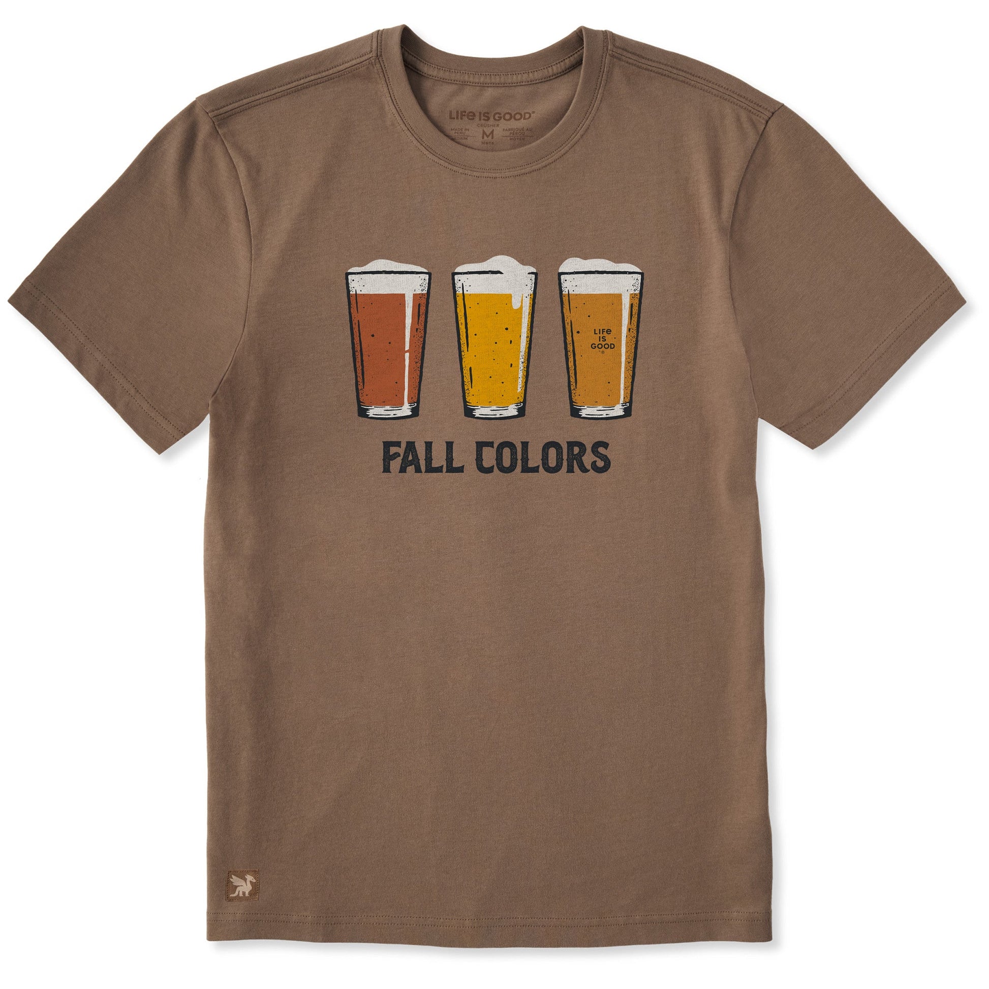 Life is Good Men's Fall Beer Colors Crusher T-Shirt Mushroom Brown
