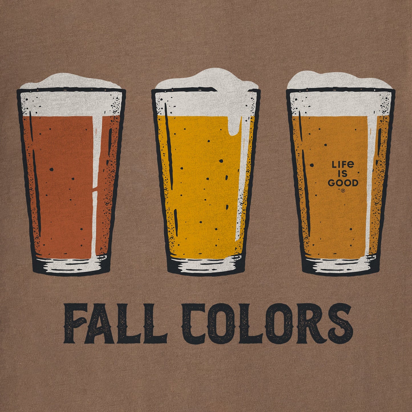 Life is Good Men's Fall Beer Colors Crusher T-Shirt Mushroom Brown