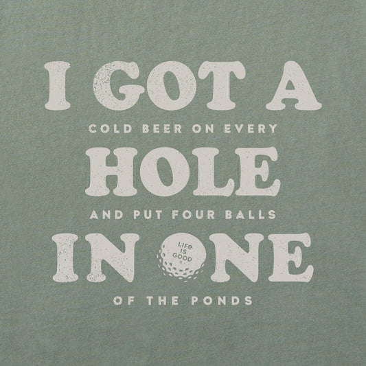 Life is Good Men's Hole in One Crusher Tee Moss Green