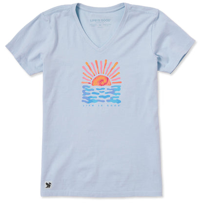 Life is Good Women's Sun Water Tie Dye Crusher Vee T-Shirt