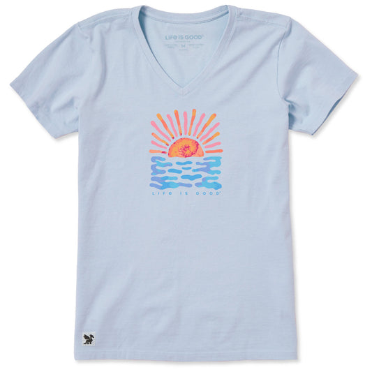 Life is Good Women's Sun Water Tie Dye Crusher Vee T-Shirt