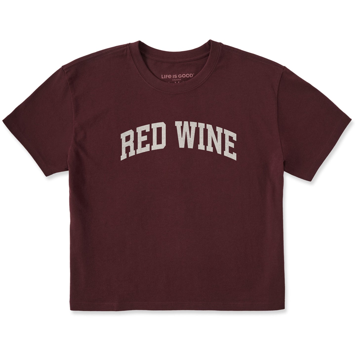 Life is Good Women's Red Wine Arch Boxy Crusher Tee