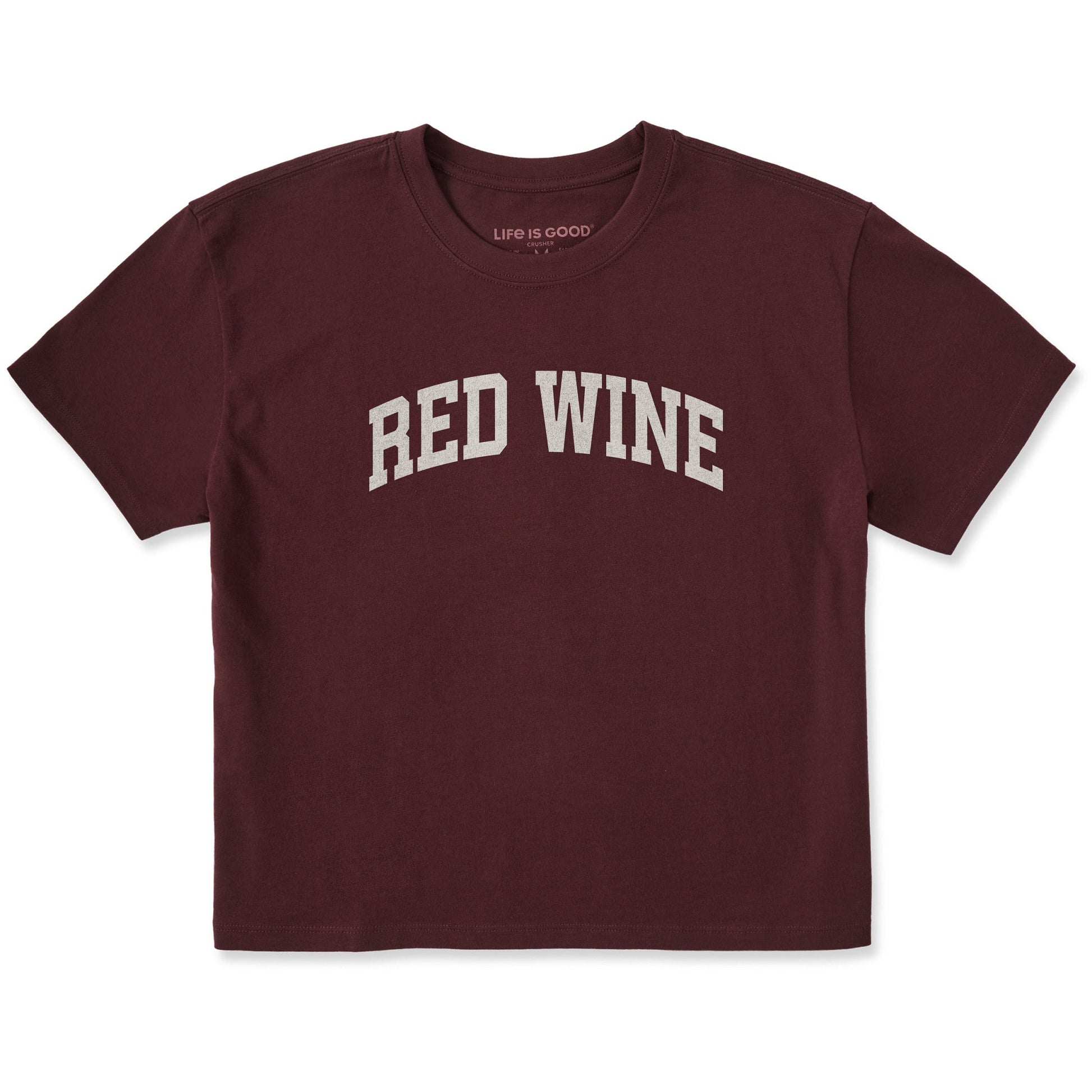 Life is Good Women's Red Wine Arch Boxy Crusher Tee