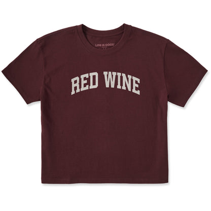 Life is Good Women's Red Wine Arch Boxy Crusher Tee