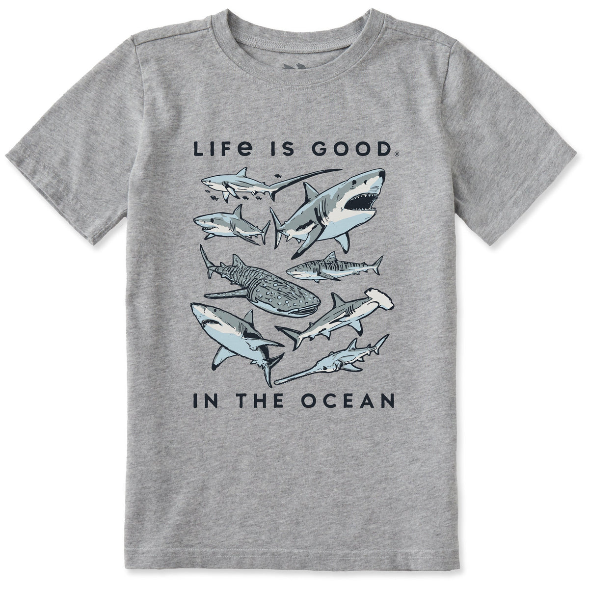 Life is Good Kids' In the Ocean Crusher Tee Heather Gray