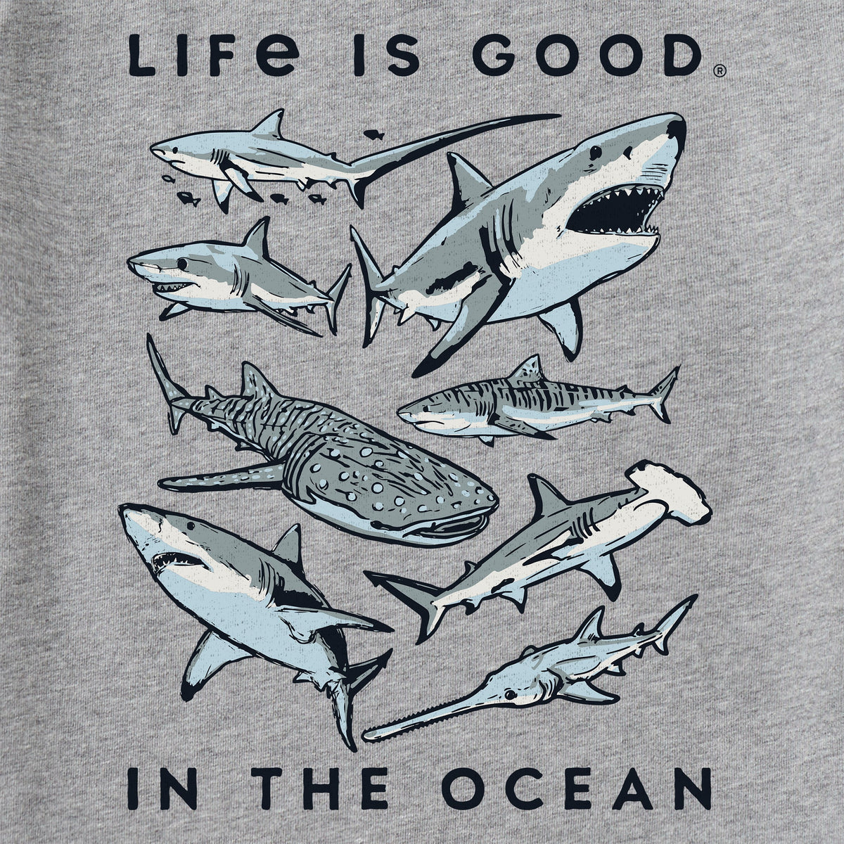Life is Good Kids' In the Ocean Crusher Tee Heather Gray