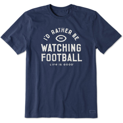 Life is Good Men's I'd Rather Be Watching Football Crusher Tee Darkest Blue