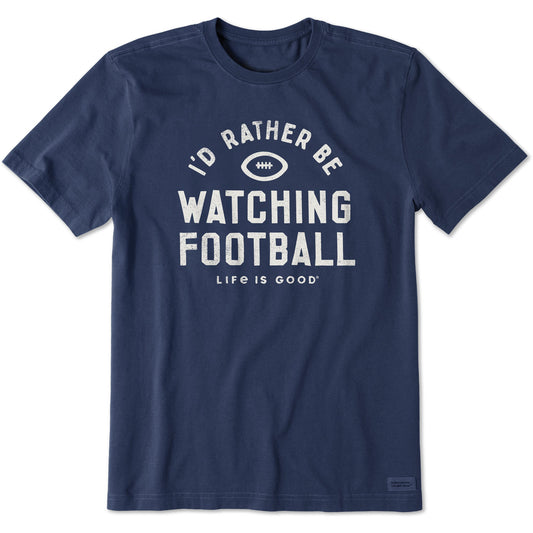 Life is Good Men's I'd Rather Be Watching Football Crusher Tee Darkest Blue