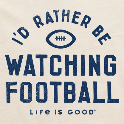 Life is Good Women's I'd Rather Be Watching Football Boxy Crusher Tee Putty White