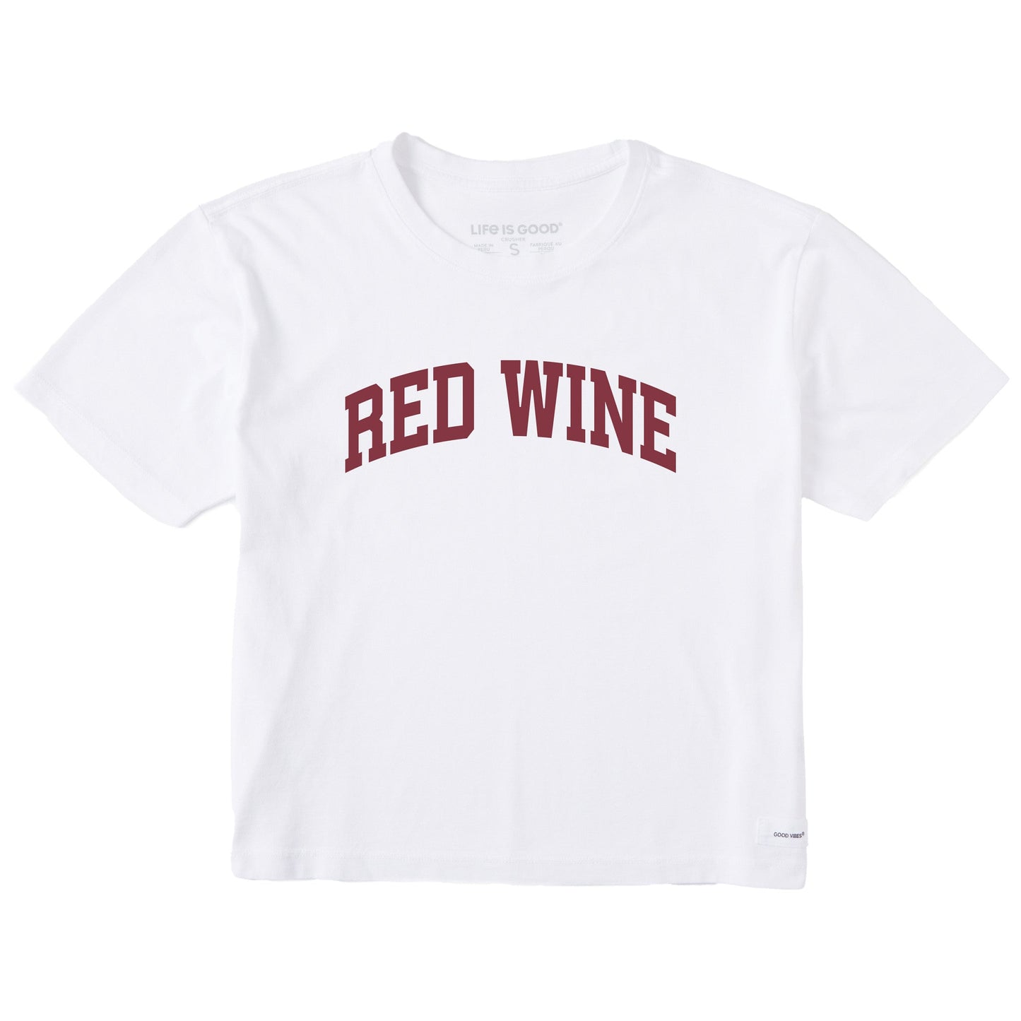 Life is Good Women's Red Wine Arch Boxy Crusher Tee