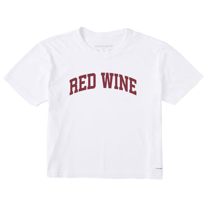 Life is Good Women's Red Wine Arch Boxy Crusher Tee