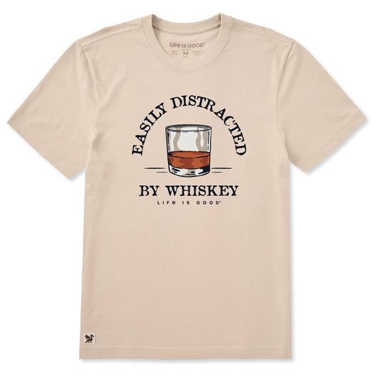 Life is Good Men's Easily Distracted by Whiskey Crusher-Lite Tee