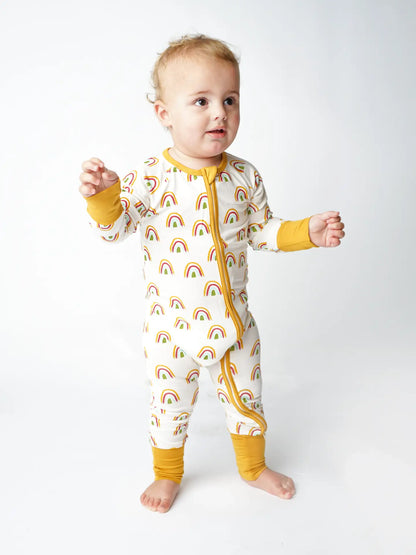 Rainbow Neutral Bamboo Pajamas Baby Pajamas Footie Pajamas
