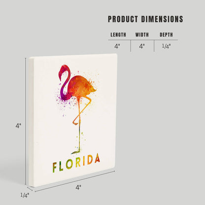 CERAMIC COASTER Florida, Flamingo, Watercolor