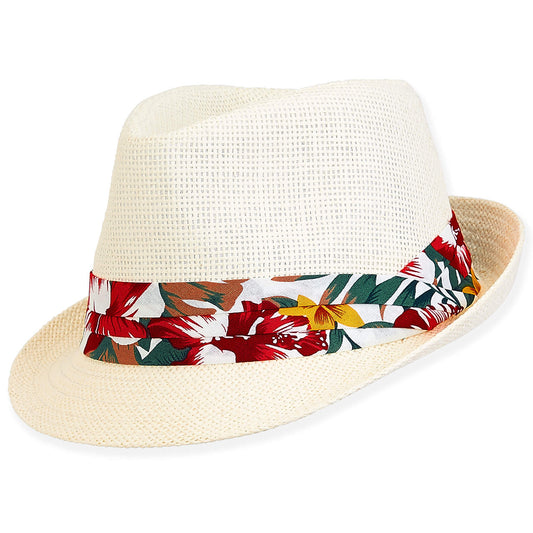 Sun 'N' Sand - Ivory, Kids Paperstraw Fedora, Brim 1.75"