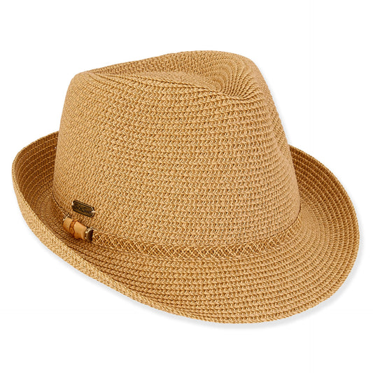 Sun 'N' Sand - Tan, Paperbraid Fedora, Brim 2.5"
