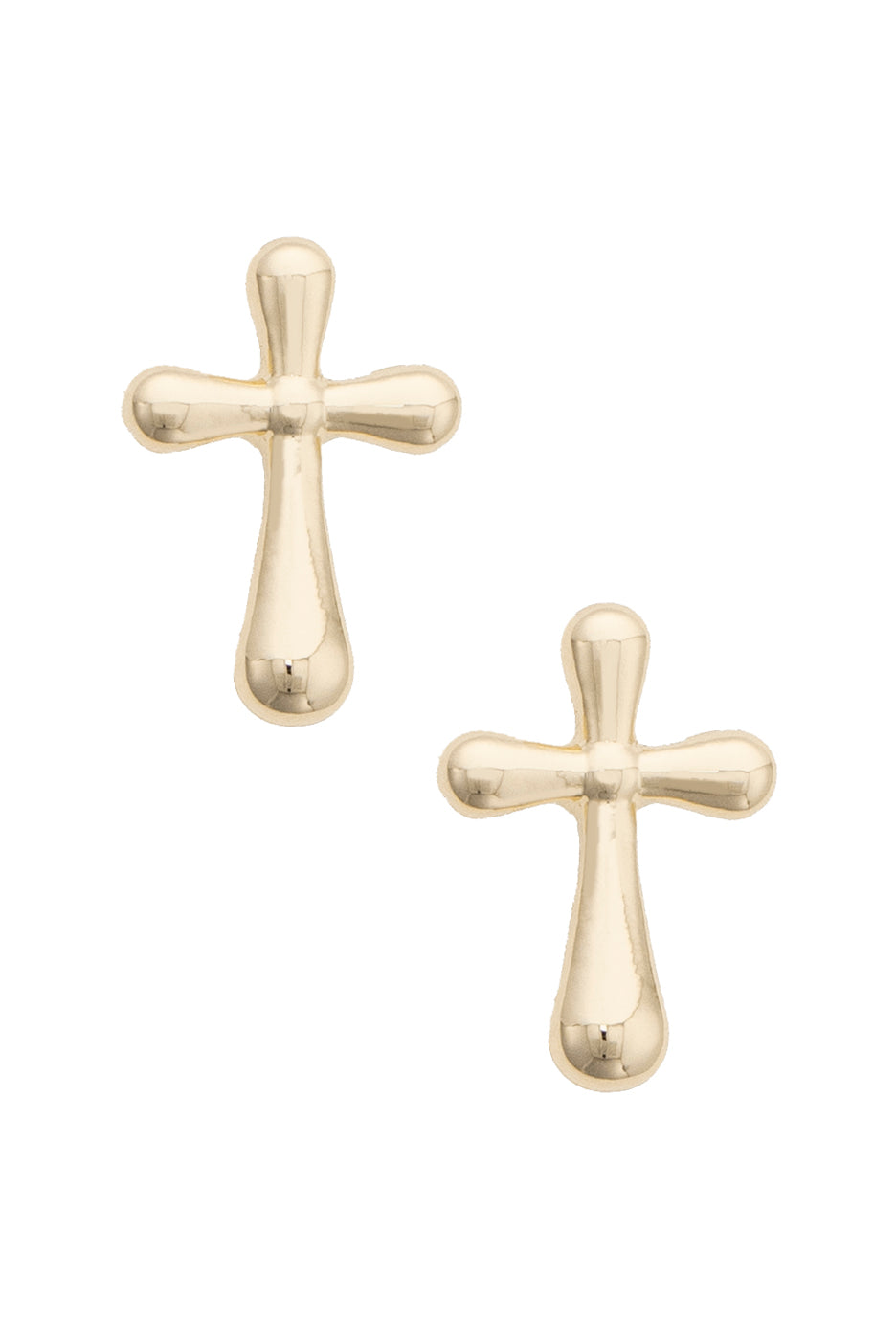 Cross Icon Stud Earrings in Shiny Gold