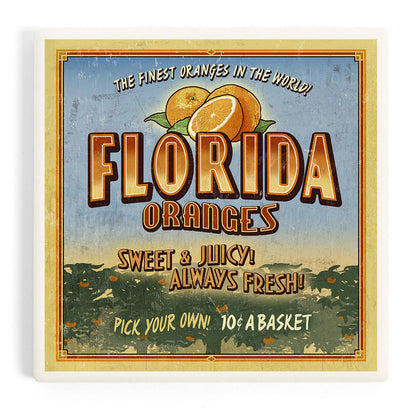 CERAMIC COASTER Florida, Orange Orchard Sign