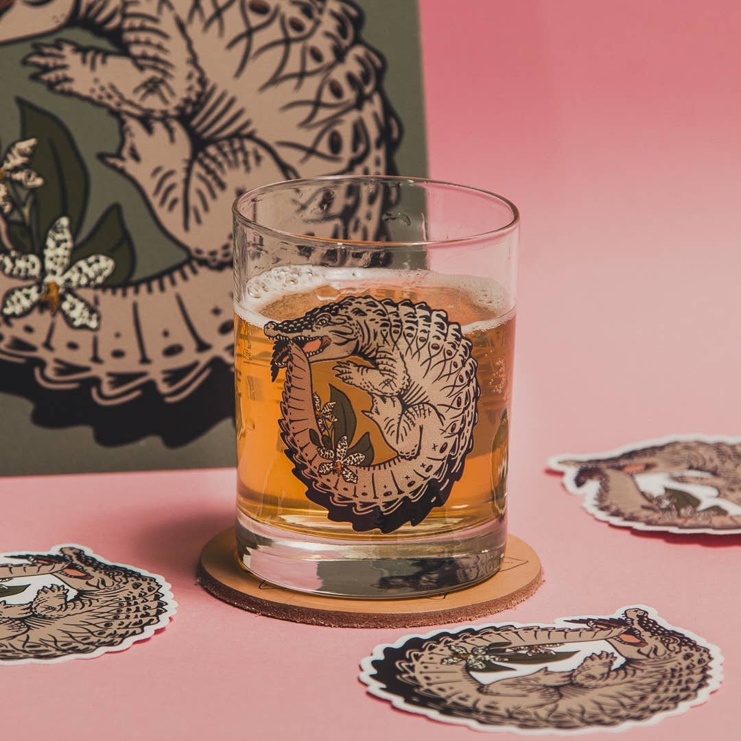 Ouroboros Croc Double Rocks Glass