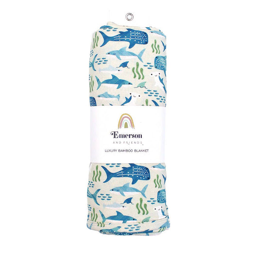 Shark Friends Ocean Animals Bamboo Baby Swaddle Blanket