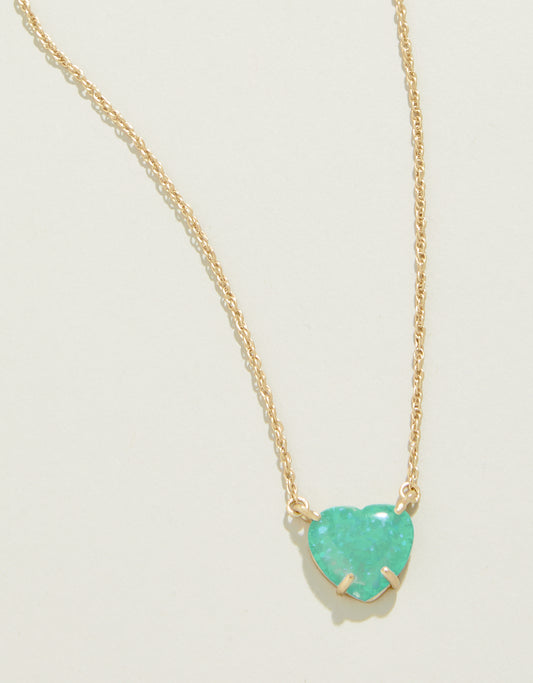 Opaline Heart Necklace 17" Sea Foam