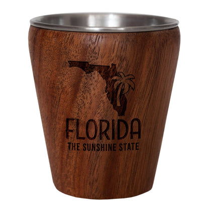 TB Home® Florida Acacia Wood Engraved Shot Glass