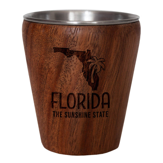 TB Home® Florida Acacia Wood Engraved Shot Glass