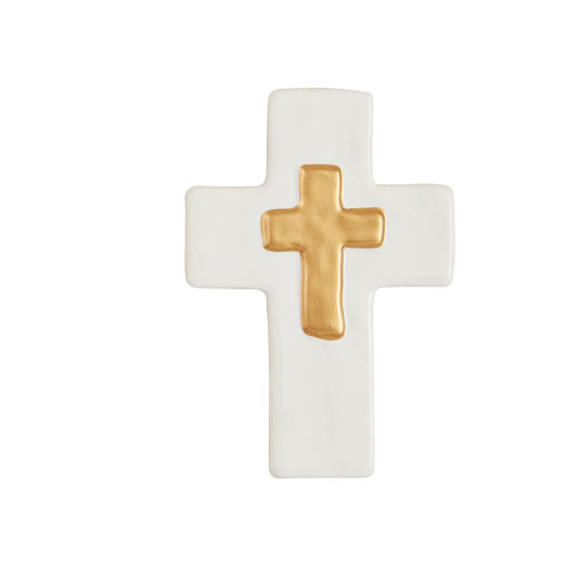 Mud Pie-Ceramic And Gold Thick Cross